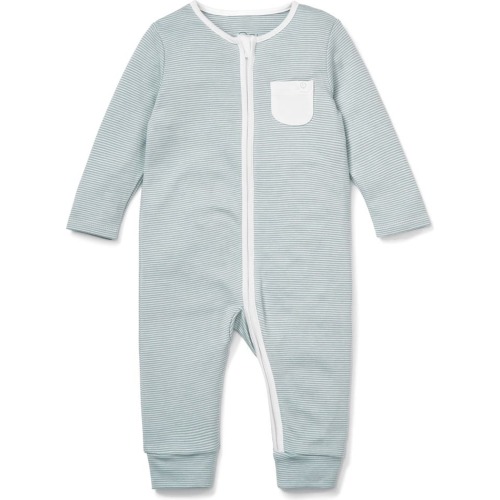 Baby Stripe Fitted One-Piece Pajamas, 9-12M, Blue Stripe