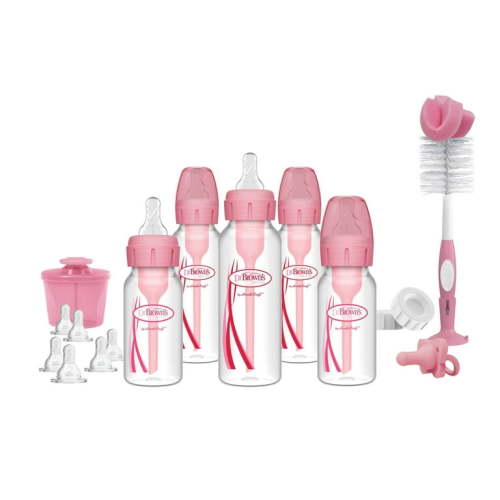 Options+ Anti-Colic Baby Bottle Newborn Gift Set - Pink - 0-6 Months
