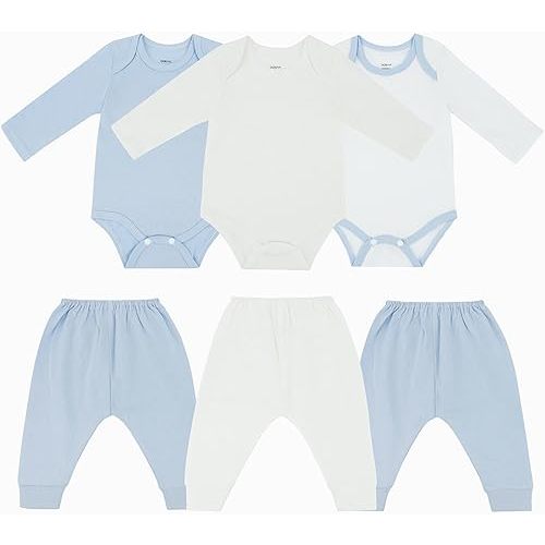 DOKMA Newborn Baby cute design Bodysuit long sleeve One-Piece Baby Clothes for Infants Baby Girls Boys, Blue, 0-3 months