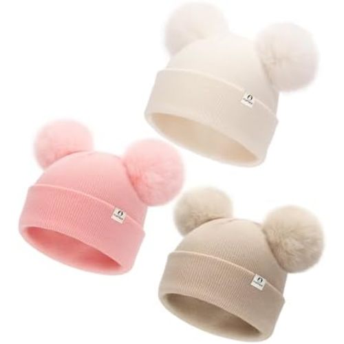 FURTALK Baby Beanie Infant Newborn Toddler Winter Hat Double Pom Pom Warm Knit Cap for Girls Boys