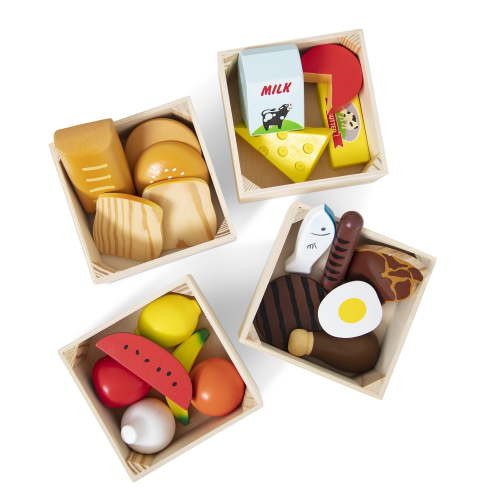 Melissa & Doug Wooden Food Groups Set with 21 Pieces and 4 Crates for Kids