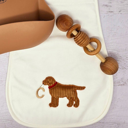 Personalized Baby Burp Cloth Red Lab Burp Cloth Organic Embroidered Appliqué Monogrammed Baby Shower Gift with Monogram for New Mom