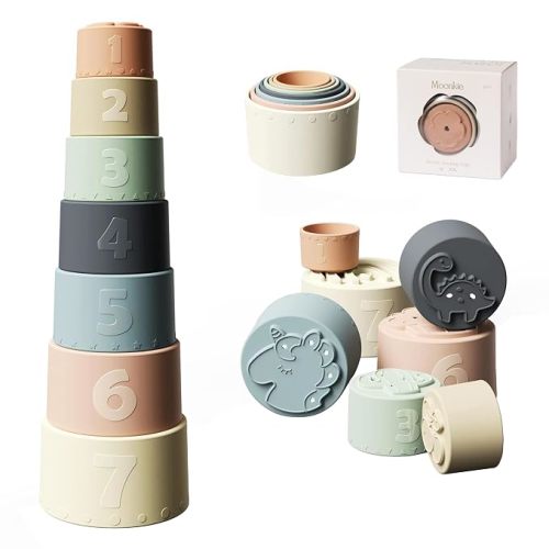 Moonkie Stacking Cups Toy - Silicone Soft Teething Toy