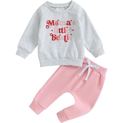 6-12 months Infant Toddler Baby Girl Clothes Fall Winter Outfit Long Sleeve Crewneck Sweatshirt Top Casual Pants Set - 6-12 Months - Light Grey