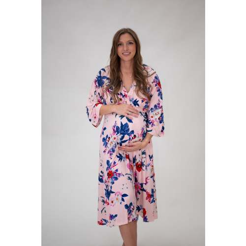 Amelia Labor & Postpartum Gown in Blush Floral