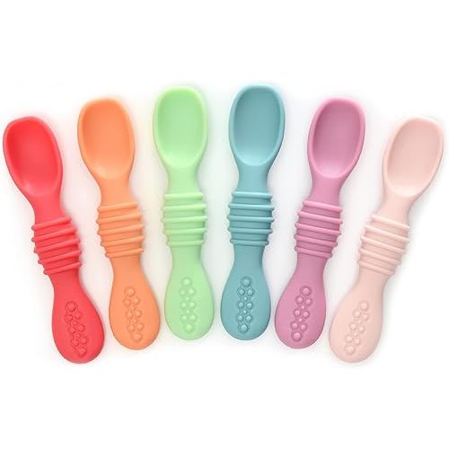 PrimaStella Silicone Chew Spoon Set for Babies and Toddlers | Safety Tested | BPA Free | Microwave, Dishwasher and Freezer Safe