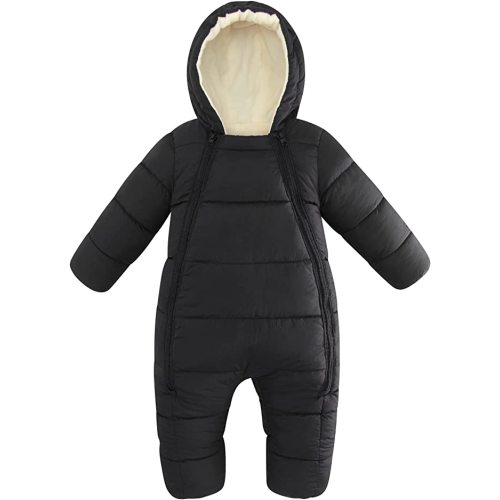 UNIFACO Baby Boys Girls Snowsuit Infant Winter Coat with Hoods Toddler Snow Wear Winter Clothes - B-black - 0-3 Months