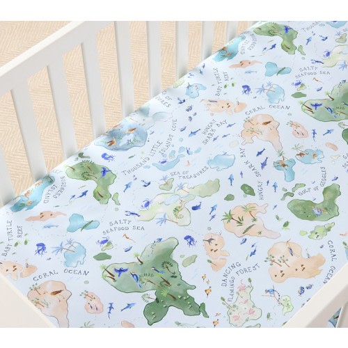 Layton Map Organic Crib Fitted Sheet