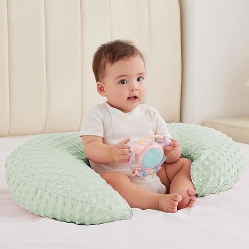 ANHEBEIBEI Nursing Pillow for Bottle and Breastfeeding, Ergonomic Comfort Nursing Essentials for Mom and Baby, Feeding Support Pillow with Removable Cover, Easier and Healthier Nursing (Green)