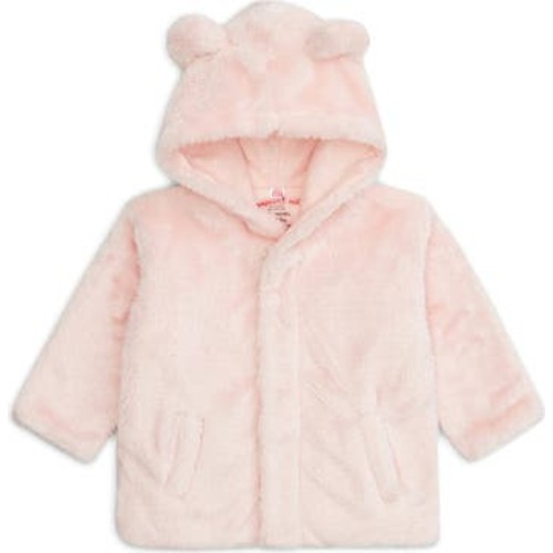 Minky Faux Fur Bear Hooded Jacket, 0-6M