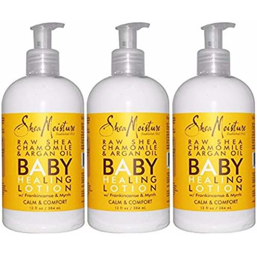 Shea Moisture Organic Raw Shea Chamomile and Argan Oil Baby Healing Lotion 12 Ounce (3 Pack)
