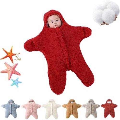 Baby Starfish Onesie, Thick Fleece Wearable Starfish Baby Sleeping Bag, Baby Newborn Starfish Warm Sleeping Bag for Babies