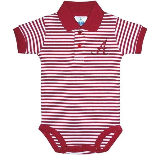 Alabama Infant Striped Polo Bodysuit (Crimson/White)