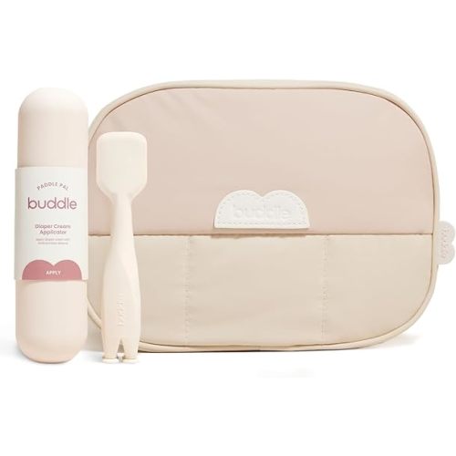 Bum Bag and Paddle Pal Diaper Cream Applicator Bundle - Designed to Hold Diapering Essentials - Zippered Top for Quick Close and Side Handle for Easy Carry - Polyester Baby Toiletry Bag