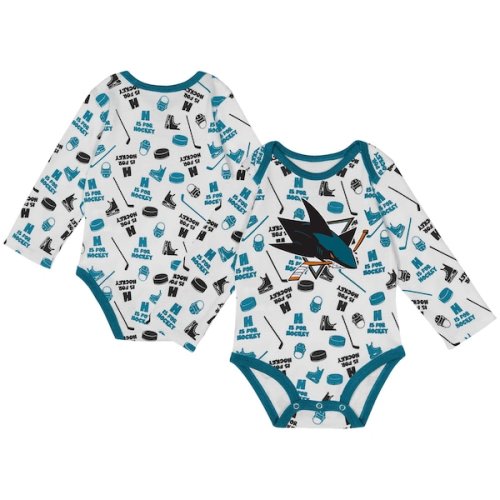 Infant San Jose Sharks White Quick Learner Long Sleeve Bodysuit