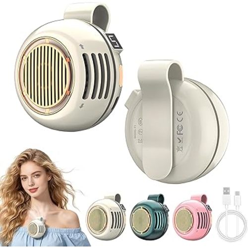 Portable Silent Mini Bladeless Fan Clip On, Mini USB Rechargeable 360° Rotatable Fan, 2026 New Adjustable 3-Speed Suspended Whirlwind Cooler Fans for Outdoor & Travel & Office (White)
