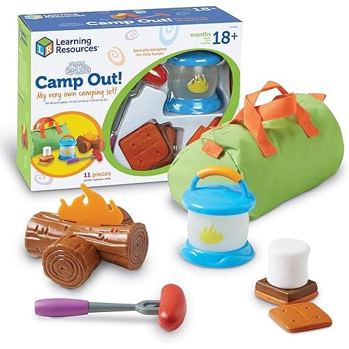 Learning Resources New Sprouts Camp Out! My Very Own Camping Set - 11 Pieces, Ages 18+ Months, Toddler Outdoor Toys, Prentend and Play, Gift for Birthday