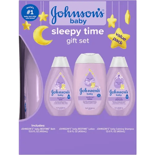 Johnson's Baby Sleepy Time Gift Set with Calming Bedtime Bath Wash, Lotion & Shampoo, Baby Bedtime Essentials with Relaxing NaturalCalm Aromas, Hypoallergenic & Paraben-Free, 3 Items