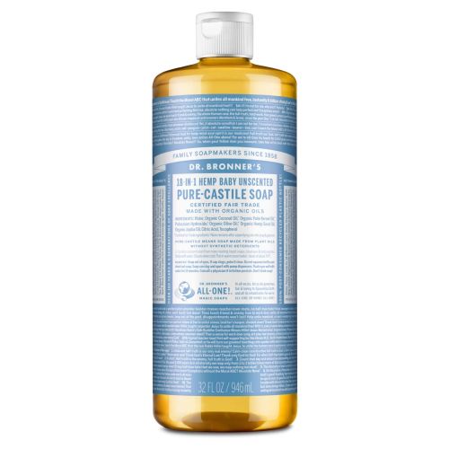 Dr. Bronner's Magic Soap - Castile Liquid Soap - 32 oz - Body Wash, Face Wash - Unscented - Age Group: Baby & All Ages