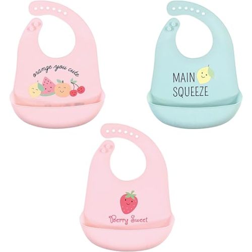 Hudson Baby Unisex Baby Silicone Bibs, Cute Fruit, One Size