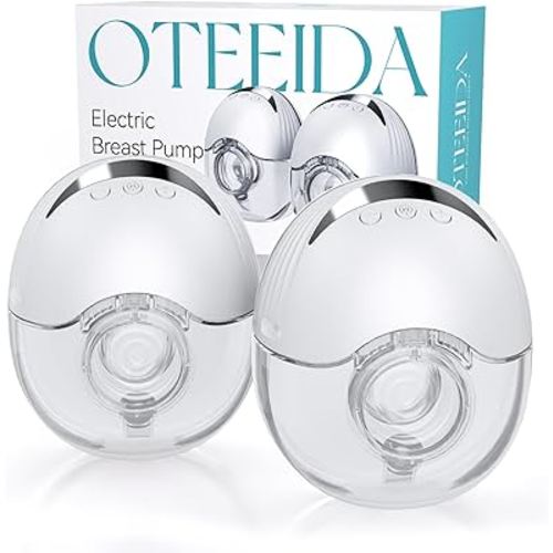 Hands Free Breast Pump Wearable MY-375 - Strong Suction, Low Noise, Wearable Breastfeeding Pump with 4 Mode &12 Levels, Portable Electric Breast Pump 24mm - 19/21/Insert/Flange, 2 Pack (White)