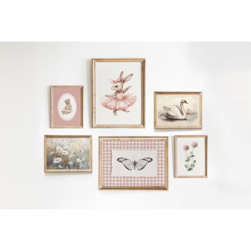 Pink Nursery Gallery Wall Set, Nursery Gallery Art, Vintage Wall Set for Kids, Vintage Kids Room Decor, Kids Wall Art Set, Digital Download