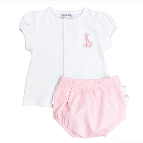 Vintage Giraffe Diaper Cover Set - Pink