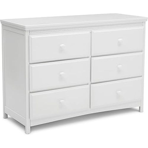Delta Children Emerson 6 Drawer Dresser with Interlocking Drawers - Greenguard Gold Certified, Bianca White