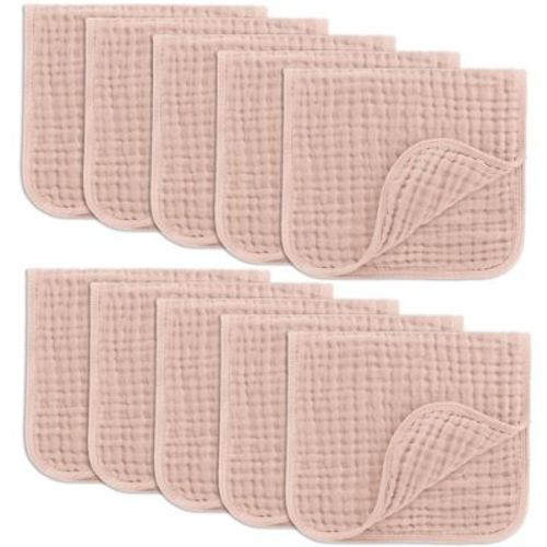 Muslin Burp Cloths Large 100% Cotton by Comfy Cubs (Blush, Pack of 6)