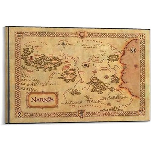 Hand-Draw Narnia Map Vintage Movie Canvas Art Poster And Wall Art Picture Print Modern Family Bedroom Decor Posters 08x12inch(20x30cm)