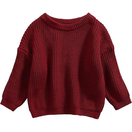 Karwuiio Toddler Baby Girl Boy Knit Sweater Round Neck Long Sleeve Pullover Sweatshirt Fall Winter Clothes