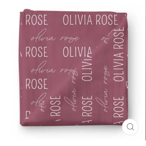 CADEN LANE Personalized Boysenberry Baby Name Swaddle Blanket