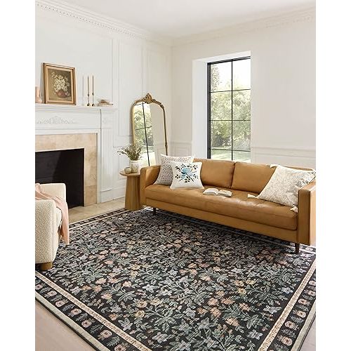 Loloi Rifle Paper Co. x Eden Collection EDE-02 Mughal Garden Black 7'-6" x 9'-6" Area Rug