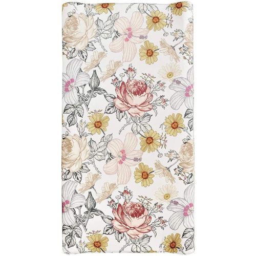 Changing Pad Cover, Diaper Baby Changing Table Covers for Girls & Boys, HNHUAMING Soft Fitted Changing Mat Cover Stretchy Nursery Changing Pad Sheets, Floral (32 X 16 Inches)