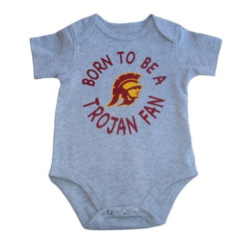 VF USC Trojans Born To Be A Trojan Fan Team Logo One Piece Creeper Bodysuit - Gray