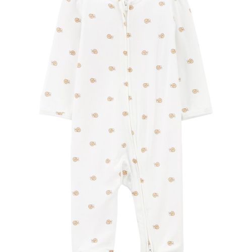 Ivory Baby Snail Print Zip-Up PurelySoft Sleep & Play Pajamas | skiphop.com