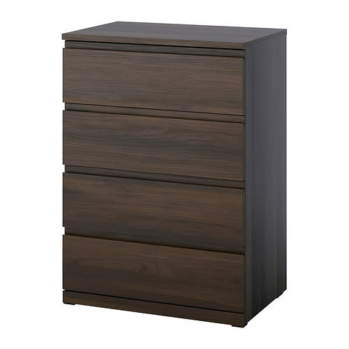 IKEA Puerto Rico - STORKLINTA gavetero, vertical, 4 gavetas, marrón oscuro/efecto de roble función de anclaje/desbloqueo, 27 1/2x18 7/8x38 5/8 "