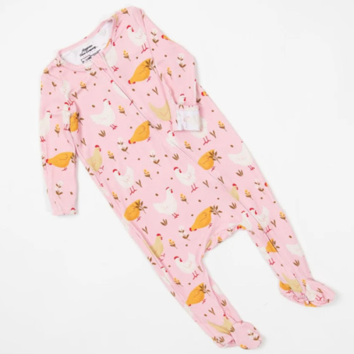 Pink Chicken Baby Bamboo Pajamas - American Farm Company
