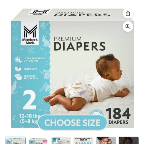 Member's Mark Premium Baby Diapers, Sizes: Newborn - 7 - Sam's Club