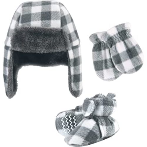 Hudson Baby Girls' Trapper Hat, Mitten and Bootie Set