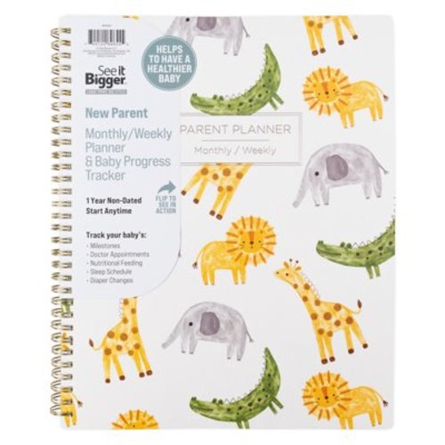 See it Bigger Monthly Weekly Parent Planner Large (9" x 11") Animals 12 Month Undated