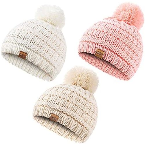 REDESS Baby Kids Winter Warm Hats, Infant Toddler Children Pom Pom Beanie Knit Cap Girls Boys