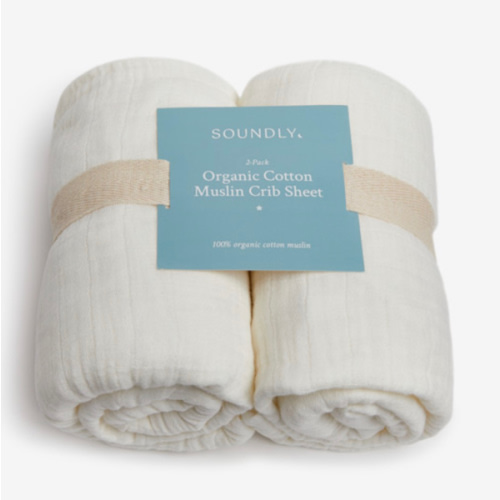 Soundly Organic Cotton Muslin Crib Sheet (2 Pack) - Snow White