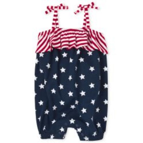 Baby Girls Americana Sleeveless Star Print Knit Romper | The Children's Place  - WHITE