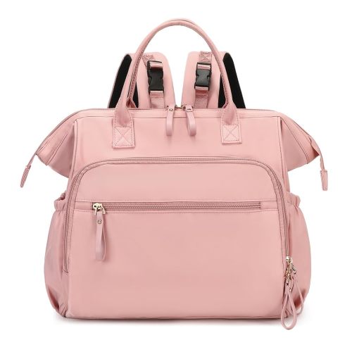 Convertible Diaper Bag Tote, Wide Open Top 14 Pockets Nappy Backpack with Stroller Buckle, Water-resistant (Pink, Large)