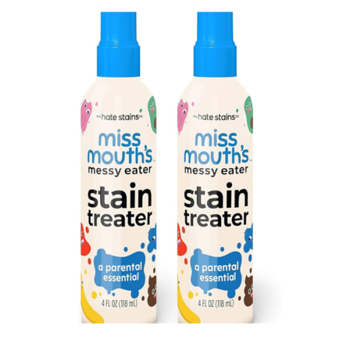 Miss Mouth's Messy Eater Stain Treater Spray - 4oz 2 Pack Stain Remover - Newborn & Baby Essentials - No Dry Cleaning Food, Grease, Coffee Off Laundry, Underwear, Fabric