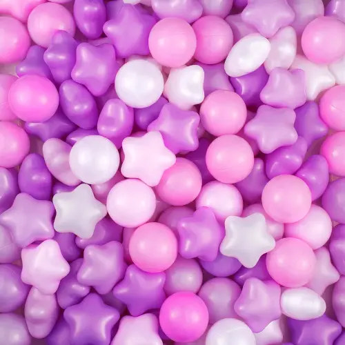 Liliful 500 Pcs Play Ball Crush Proof Play Plastic Balls for Girls Boys Indoor Outdoor Playhouse Play Tent Crawling Tunnel Birthday Party Decorations, 2.17 Inches, Round and Star
