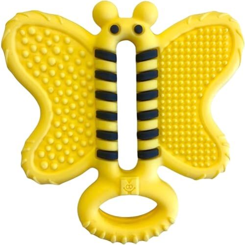 Malarkey Kids Bee Tooth Brush Teether for Babies (0-6 Months) – Soothe and Stimulate - Encourage Oral Hygiene with Sensory Satisfaction – BPA-Free, Food-Grade Silicone – Easy to Clean and Hold