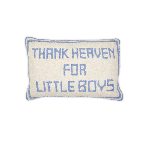 Blue Thank Heaven Punch Embroidery Decorative Throw Pillow
