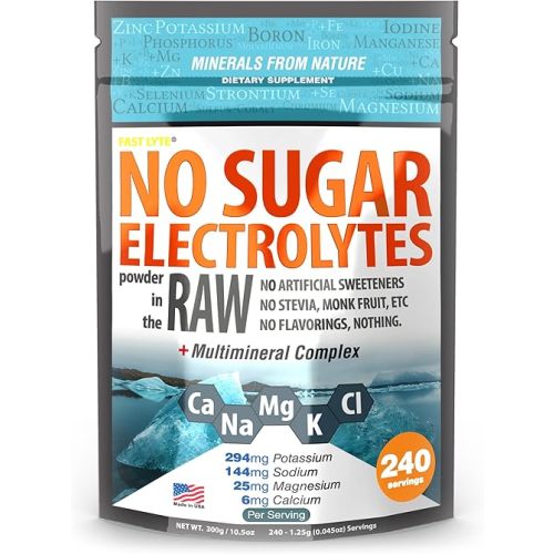 No Sugar Electrolytes Powder in The Raw | Mix in Coffee, Soup, Juice, Water, Smoothies, Broth, Anything | No Sweeteners or Flavorings | Keto & Sugar Free | Non-GMO & Vegan